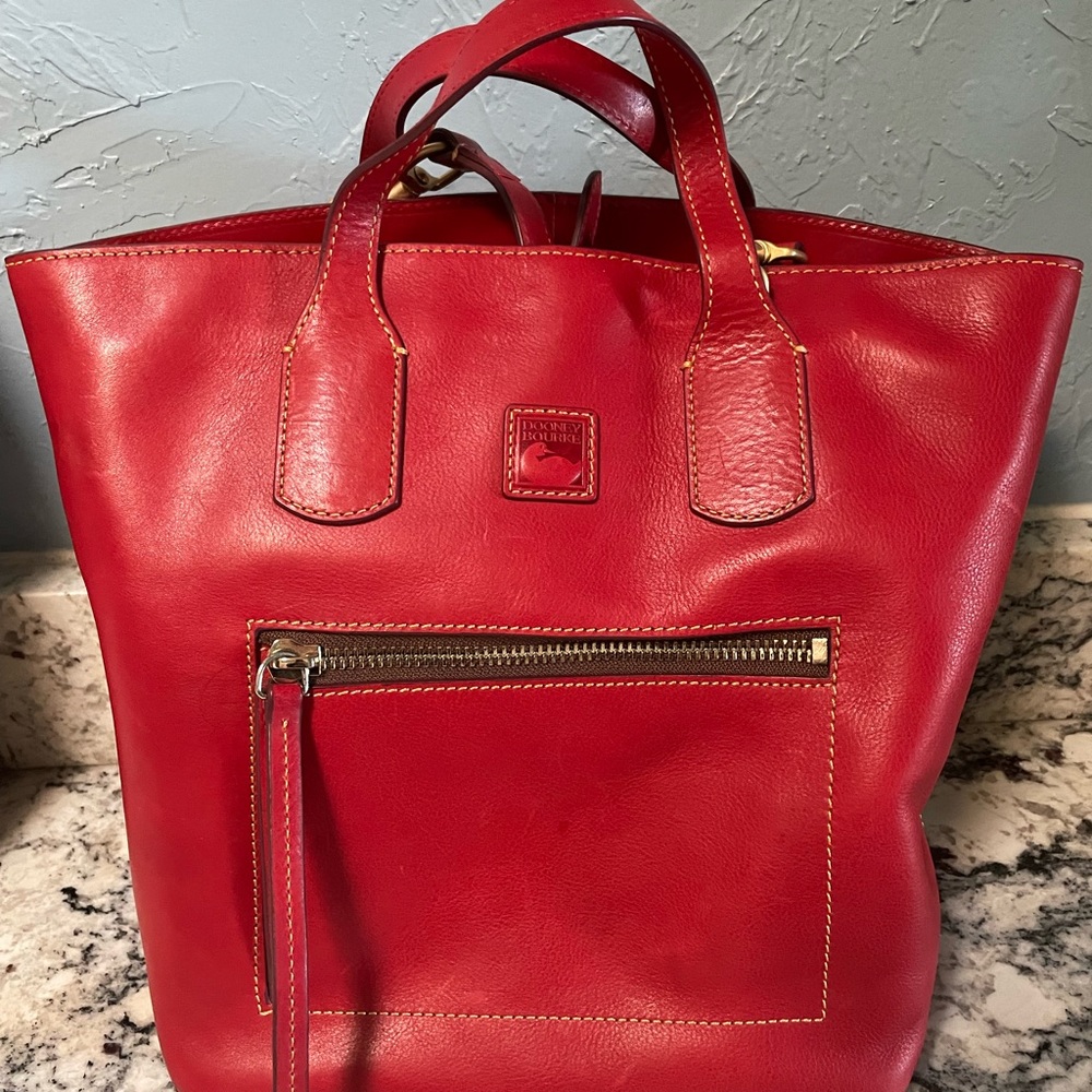 Dooney & Bourke Red Leather Tote Bag
